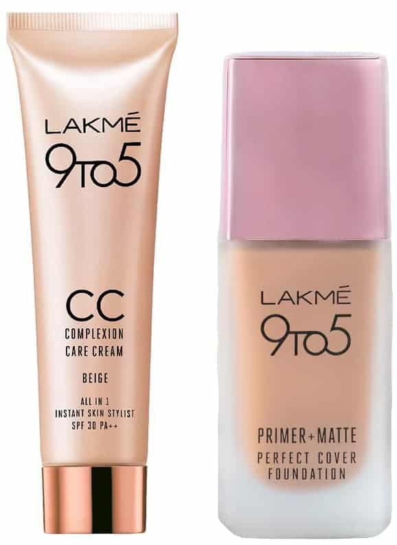 lakme 9 to 5 foundation combo primer matte cc cream