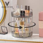 360 degree rotating makeup organizer with drawers