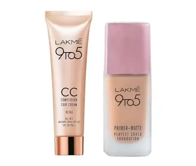 lakme 9 to 5 foundation combo primer matte cc cream