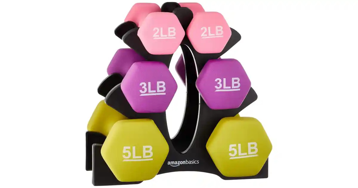 Multicolour 20-pound dumbbell set ideal for toning exercises