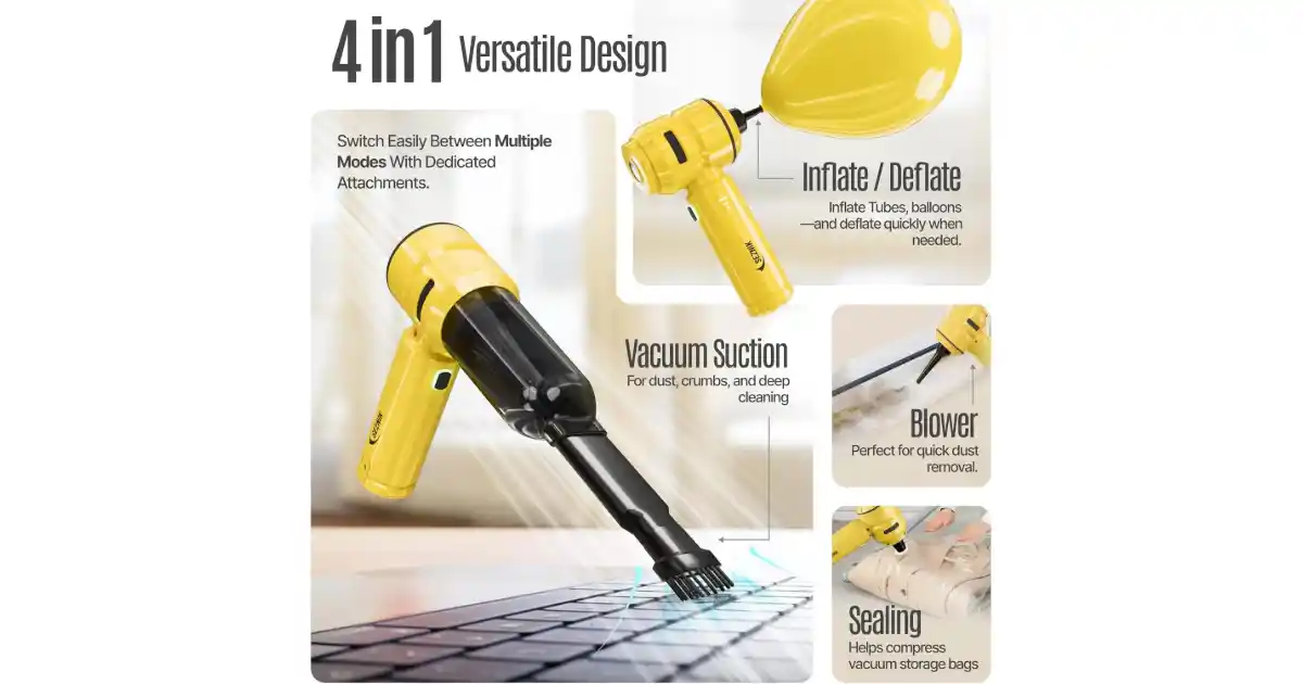 Portable Car Vacuuming Mode with Ergonomic Grip